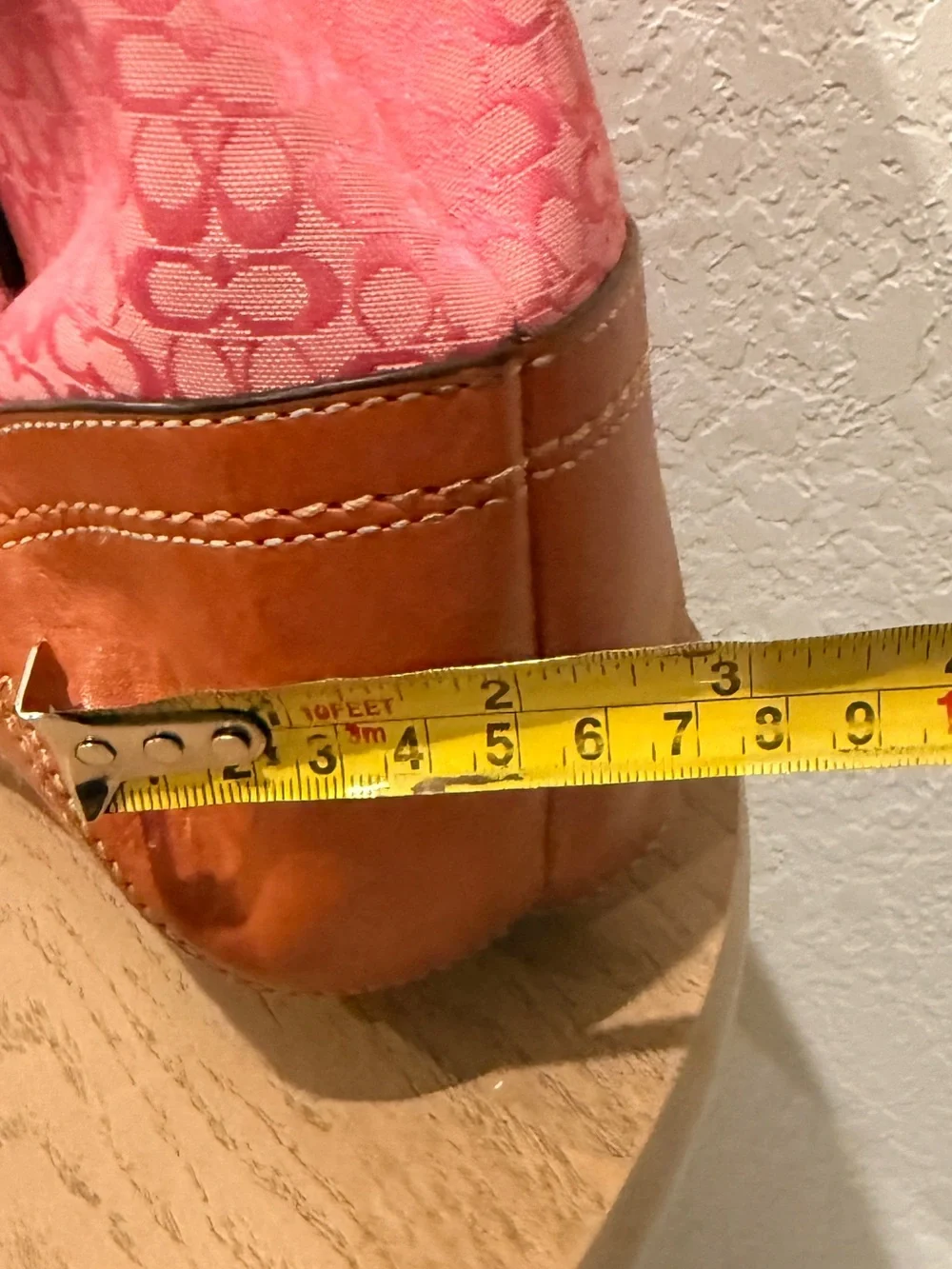 Coach Y2K Pink Canvas and Tan Leather Shoulder Satchel
